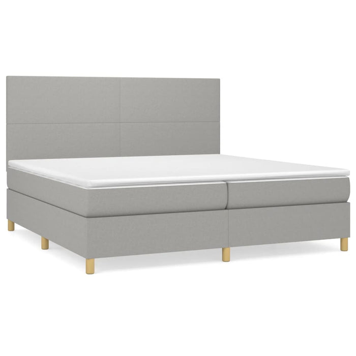 Pat box spring cu saltea, gri deschis, 200x200 cm, textil - WALTI WALTI