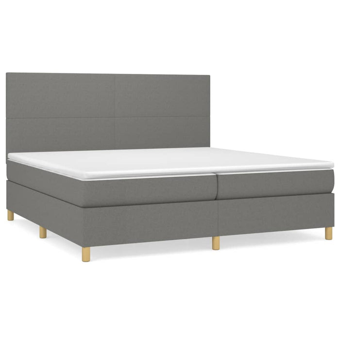 Pat box spring cu saltea, gri închis, 200x200 cm, textil - WALTI WALTI