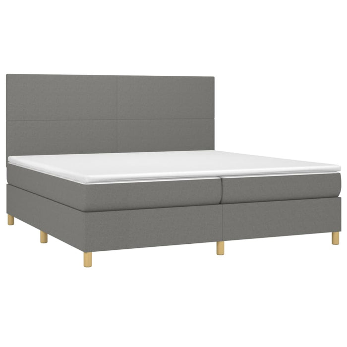 Pat box spring cu saltea, gri închis, 200x200 cm, textil - WALTI WALTI