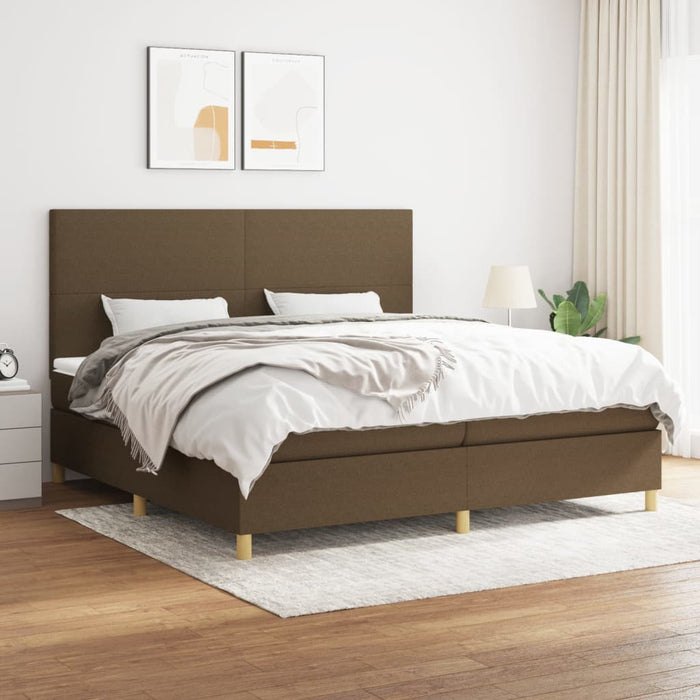 Pat box spring cu saltea, maro închis, 200x200 cm, textil - WALTI WALTI