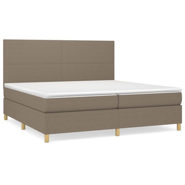 Pat box spring cu saltea, gri taupe, 200x200 cm, textil - WALTI WALTI