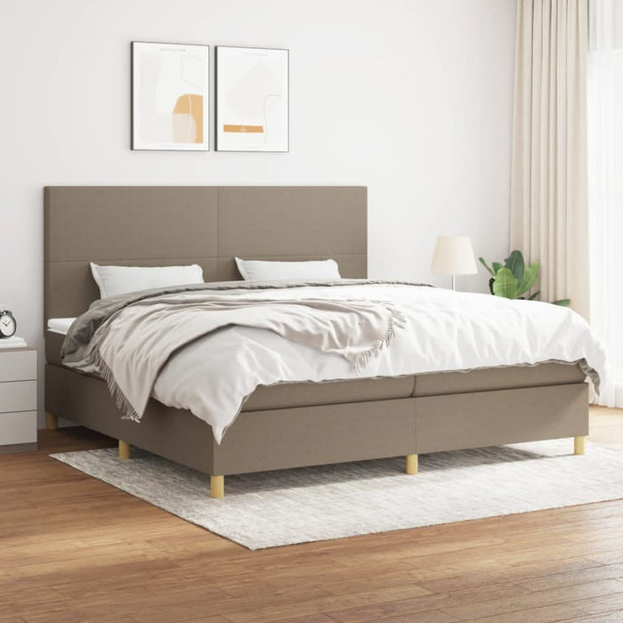 Pat box spring cu saltea, gri taupe, 200x200 cm, textil - WALTI WALTI