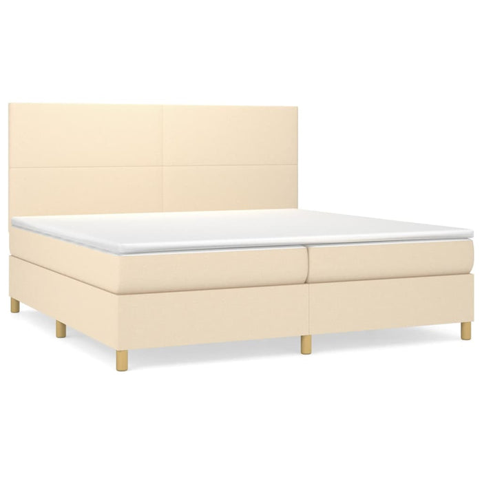 Pat box spring cu saltea, crem, 200x200 cm, textil - WALTI WALTI