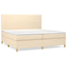 Pat box spring cu saltea, crem, 200x200 cm, textil - WALTI WALTI