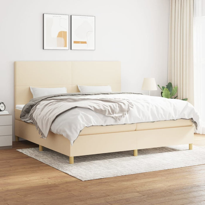 Pat box spring cu saltea, crem, 200x200 cm, textil - WALTI WALTI