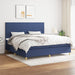 Pat box spring cu saltea, albastru, 200x200 cm, textil - WALTI WALTI