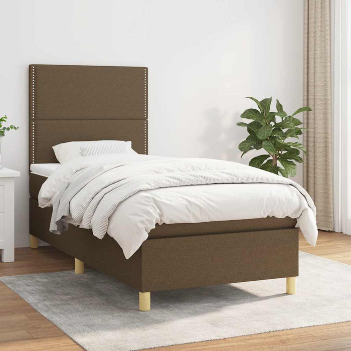 Pat box spring cu saltea, maro închis, 90x200 cm, textil - WALTI WALTI