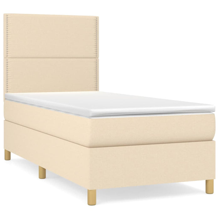 Pat box spring cu saltea, crem, 90x200 cm, textil - WALTI WALTI