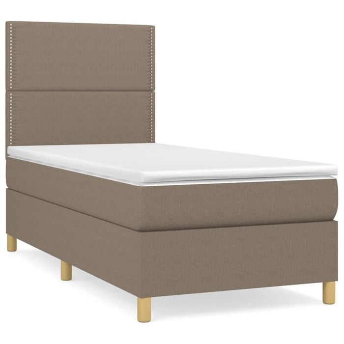 Pat box spring cu saltea, gri taupe, 100x200 cm, textil - WALTI WALTI