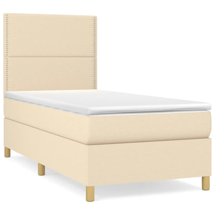 Pat box spring cu saltea, crem, 100x200 cm, textil - WALTI WALTI