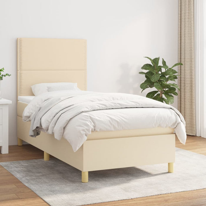 Pat box spring cu saltea, crem, 100x200 cm, textil - WALTI WALTI