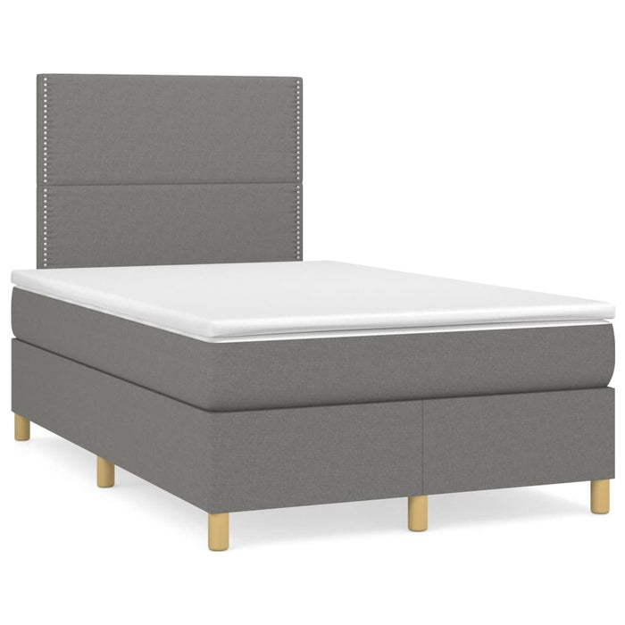 Pat box spring cu saltea, gri închis, 120x200 cm, textil - WALTI WALTI