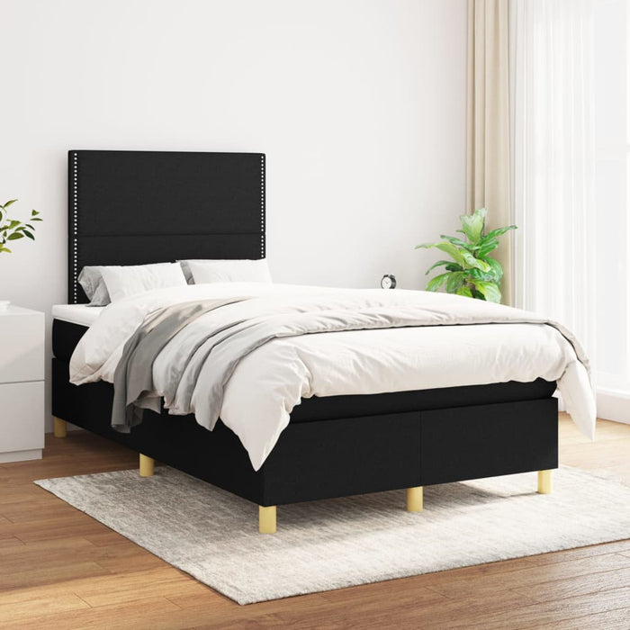 Pat box spring cu saltea, negru, 120x200 cm, textil - WALTI WALTI