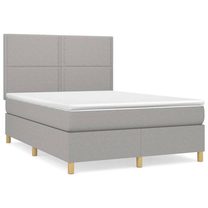 Pat box spring cu saltea, gri deschis, 140x190 cm, textil - WALTI WALTI