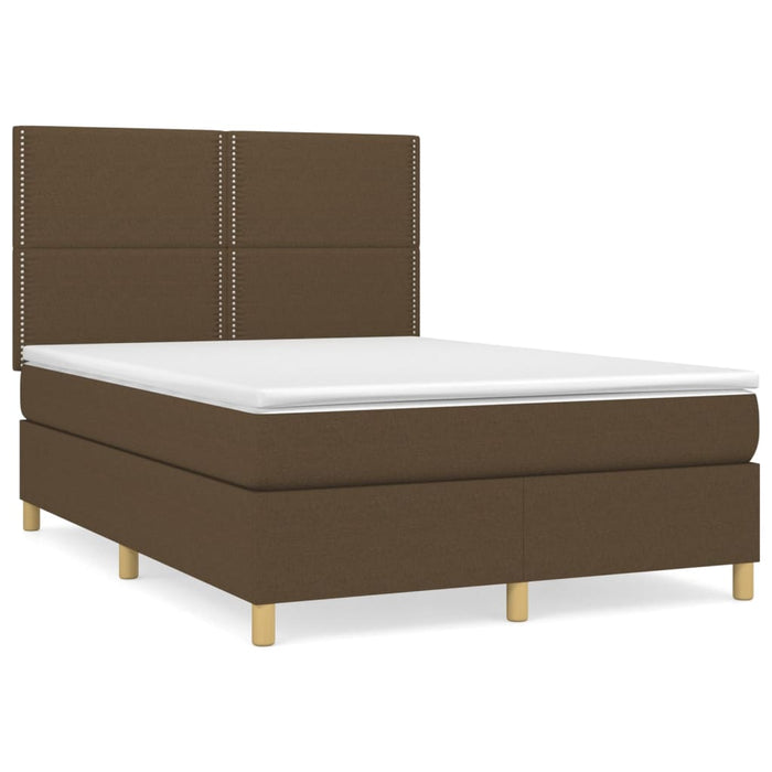 Pat box spring cu saltea, maro închis, 140x200 cm, textil - WALTI WALTI