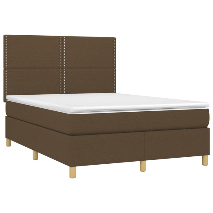 Pat box spring cu saltea, maro închis, 140x200 cm, textil - WALTI WALTI