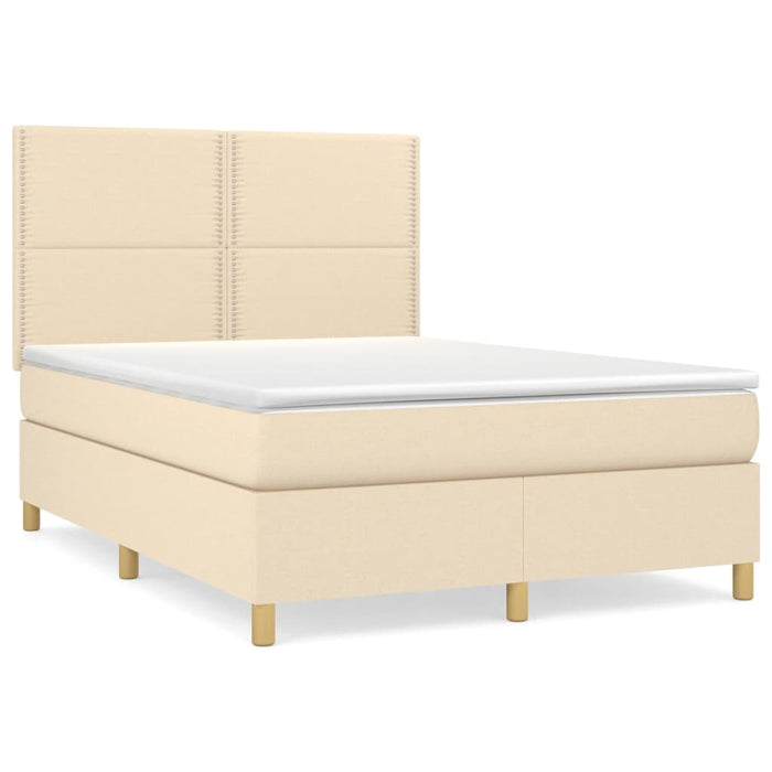 Pat box spring cu saltea, crem, 140x200 cm, textil - WALTI WALTI