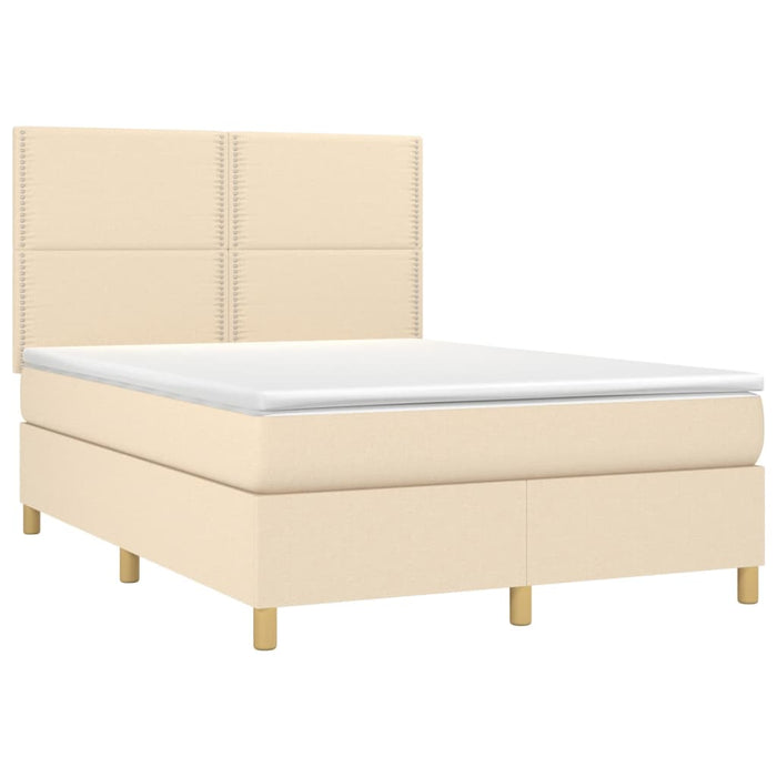 Pat box spring cu saltea, crem, 140x200 cm, textil - WALTI WALTI