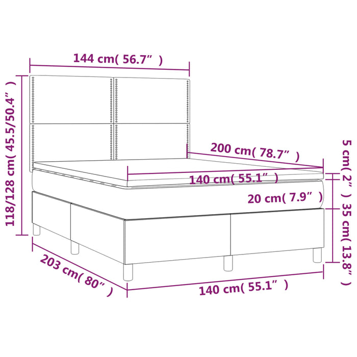 Pat box spring cu saltea, negru, 140x200 cm, textil - WALTI WALTI