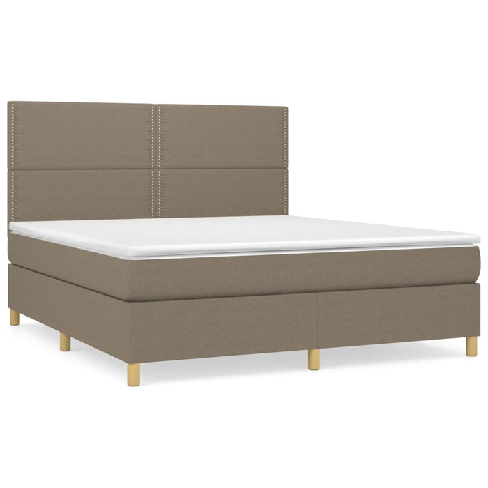 Pat continental cu saltea, gri taupe, 180x200 cm, textil - WALTI WALTI