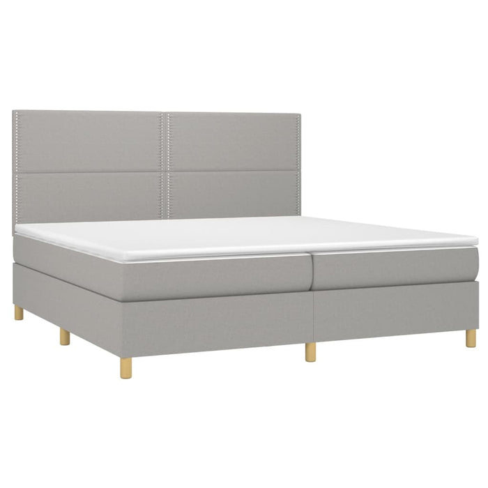 Pat box spring cu saltea, gri deschis, 200x200 cm, textil - WALTI WALTI