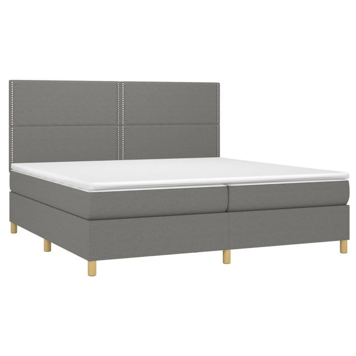 Pat box spring cu saltea, gri închis, 200x200 cm, textil - WALTI WALTI