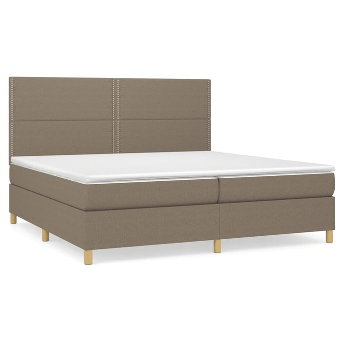 Pat box spring cu saltea, gri taupe, 200x200 cm, textil - WALTI WALTI