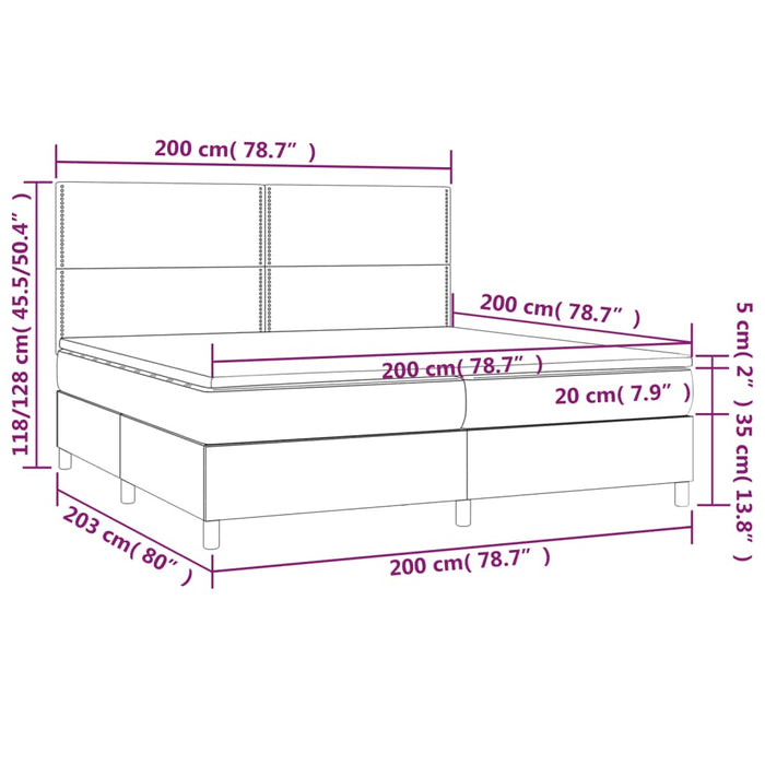 Pat box spring cu saltea, albastru, 200x200 cm, textil - WALTI WALTI