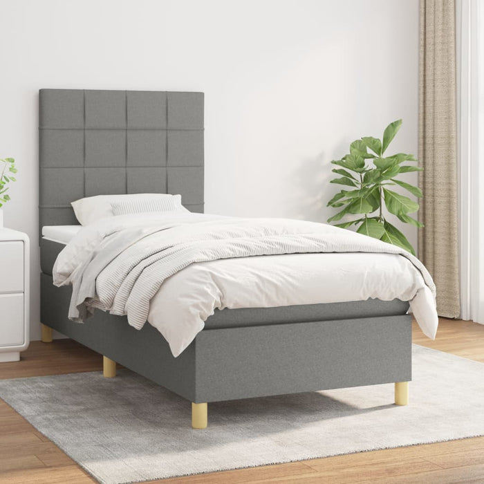 Pat box spring cu saltea, gri închis, 80x200 cm, textil - WALTI WALTI