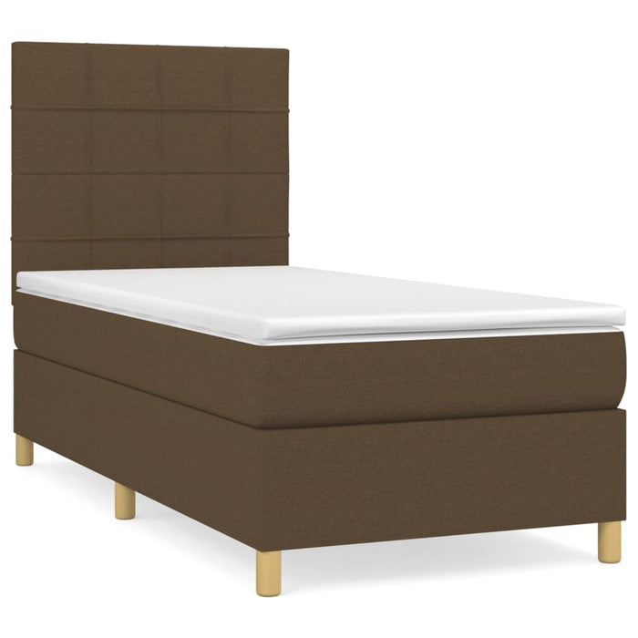 Pat box spring cu saltea, maro închis, 80x200 cm, textil WALTI