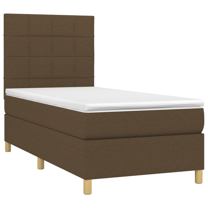 Pat box spring cu saltea, maro închis, 80x200 cm, textil WALTI