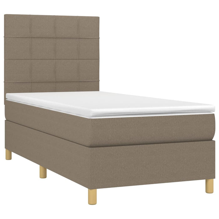Pat box spring cu saltea, gri taupe, 80x200 cm, textil - WALTI WALTI