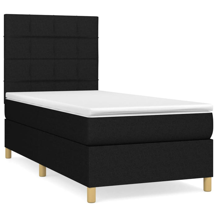 Pat box spring cu saltea, negru, 90x200 cm, textil - WALTI WALTI