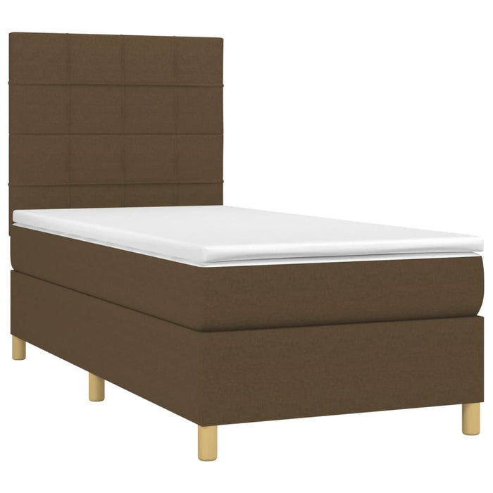 Pat box spring cu saltea, maro închis, 90x200 cm, textil - WALTI WALTI