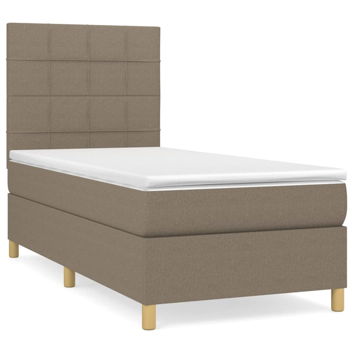 Pat box spring cu saltea, gri taupe, 90x200 cm, textil - WALTI WALTI