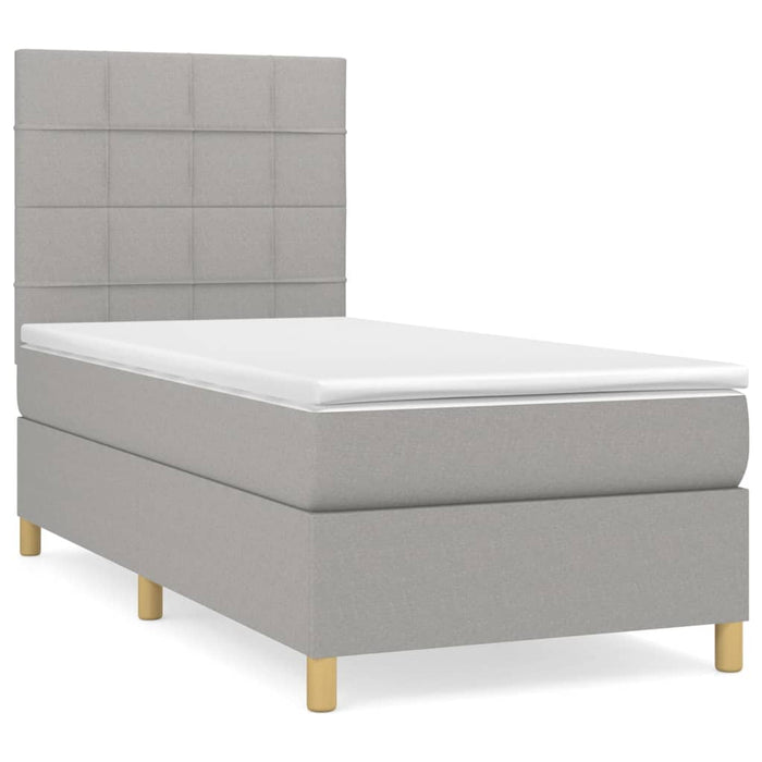 Pat box spring cu saltea, gri deschis, 100x200 cm, textil - WALTI WALTI