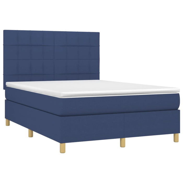 Pat box spring cu saltea, albastru, 140x200 cm, textil - WALTI WALTI