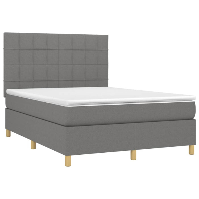 Pat box spring cu saltea, gri închis, 140x200 cm, textil - WALTI WALTI