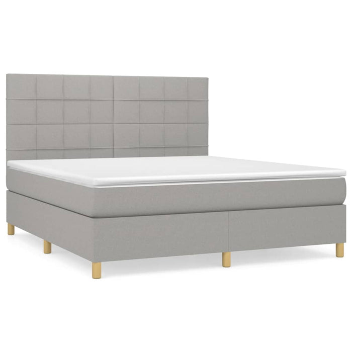 Pat continental cu saltea, gri deschis, 160x200 cm, textil - WALTI WALTI