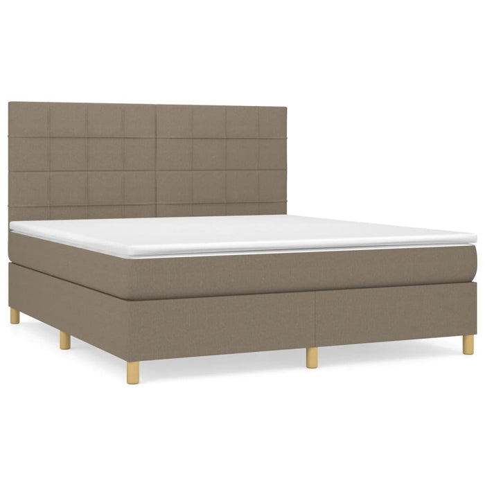 Pat box spring cu saltea, gri taupe, 160x200 cm material textil - WALTI WALTI