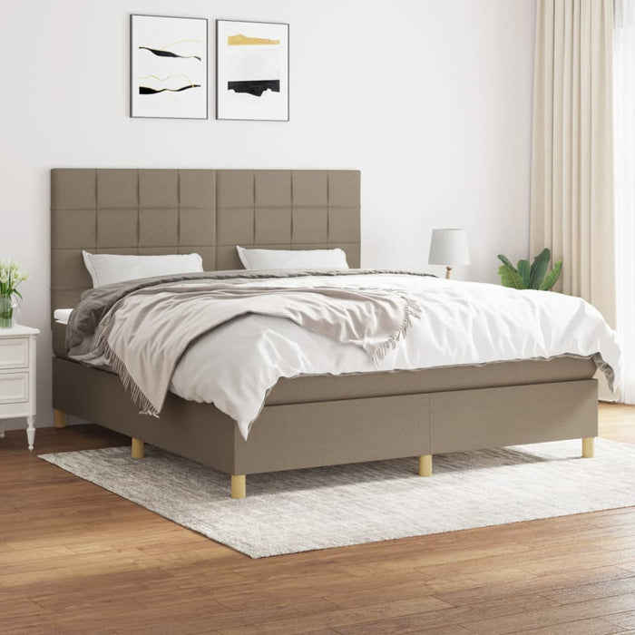 Pat box spring cu saltea, gri taupe, 160x200 cm material textil - WALTI WALTI