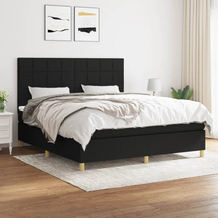 Pat box spring cu saltea, negru, 180x200 cm, catifea - WALTI WALTI