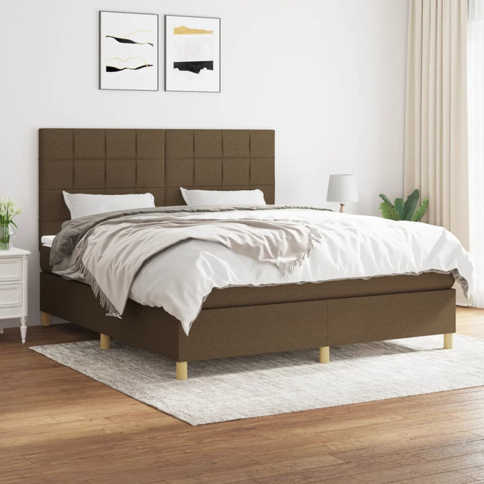 Pat continental cu saltea maro închis 180x200cm material textil - WALTI WALTI