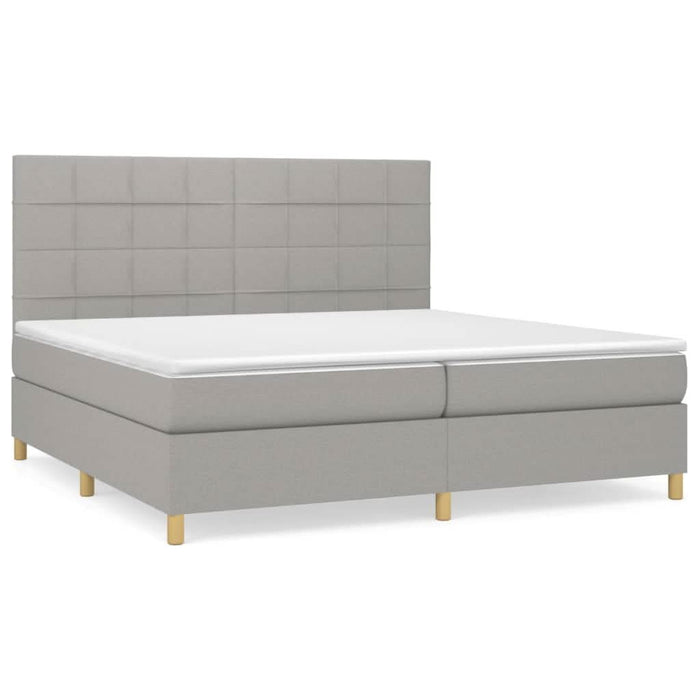 Pat box spring cu saltea, gri deschis, 200x200 cm, textil - WALTI WALTI