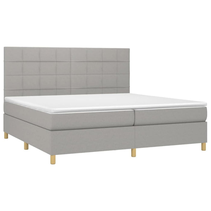 Pat box spring cu saltea, gri deschis, 200x200 cm, textil - WALTI WALTI