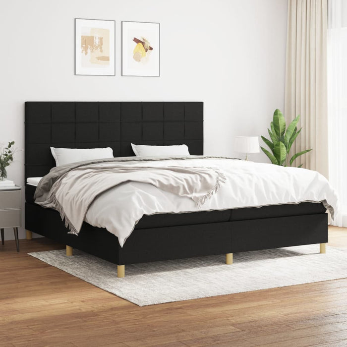 Pat box spring cu saltea, negru, 200x200 cm, textil - WALTI WALTI