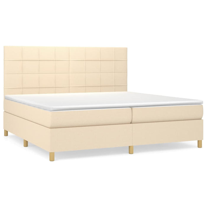Pat box spring cu saltea, crem, 200x200 cm, textil - WALTI WALTI