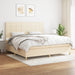 Pat box spring cu saltea, crem, 200x200 cm, textil - WALTI WALTI