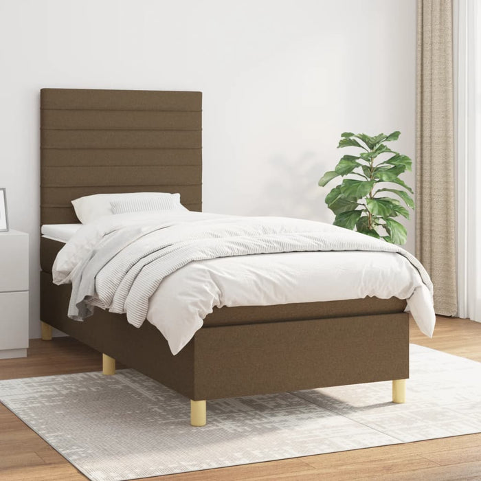 Pat box spring cu saltea, maro închis, 80x200 cm, textil - WALTI WALTI