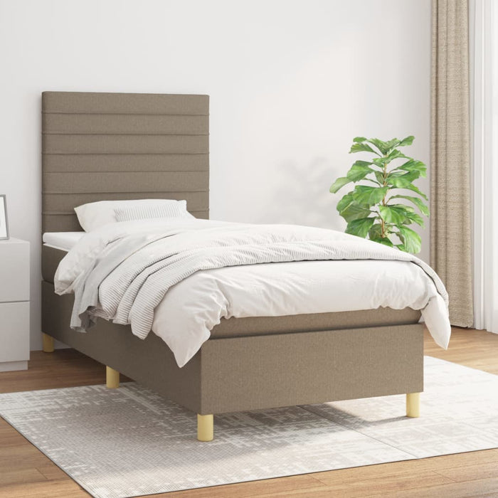 Pat box spring cu saltea, gri taupe, 80x200 cm, textil - WALTI WALTI